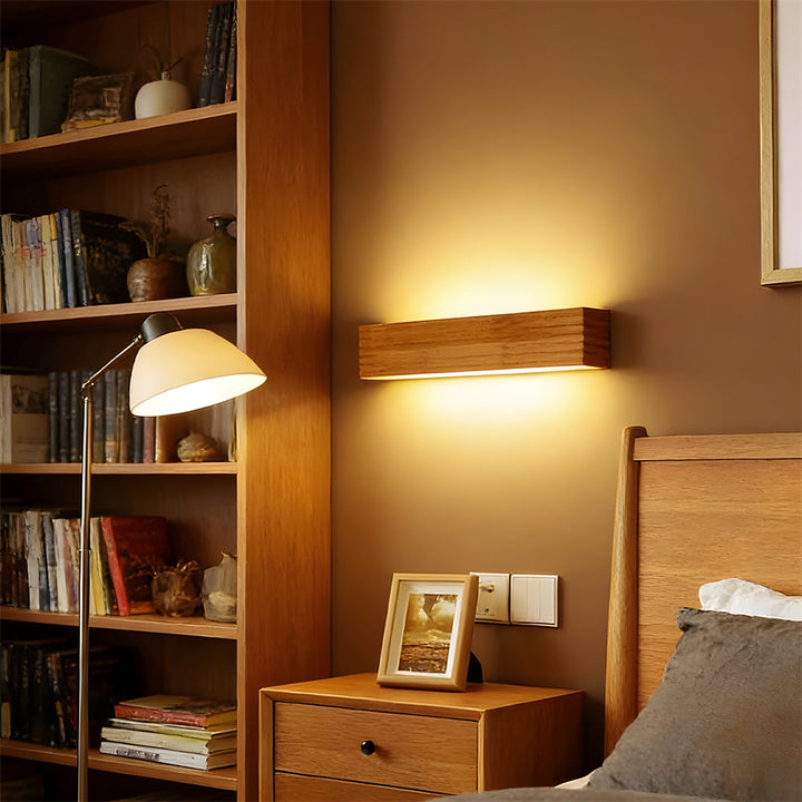 Simple Nordic Wood LED Bedside  Wall Light