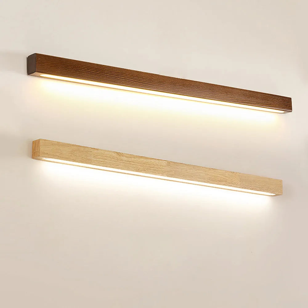 Simple Mirror Nordic Wood LED Bathroom Wall Lighting