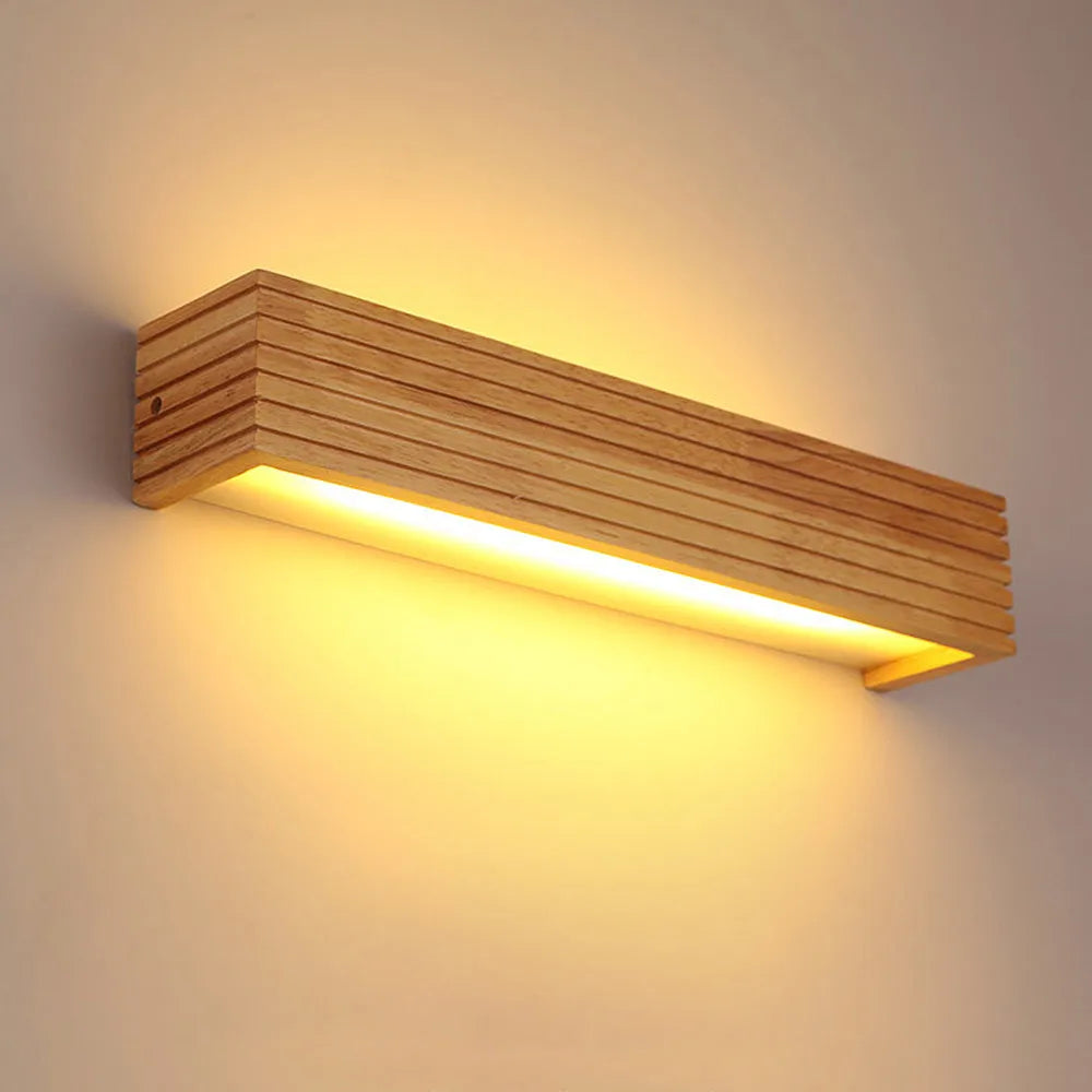 Simple Nordic Wood LED Bedside  Wall Light