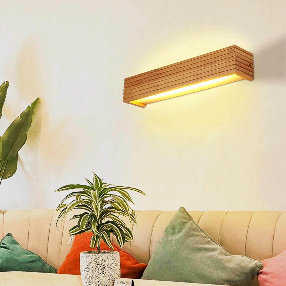 Simple Nordic Wood LED Bedside  Wall Light
