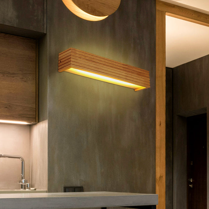 Simple Nordic Wood LED Bedside  Wall Light