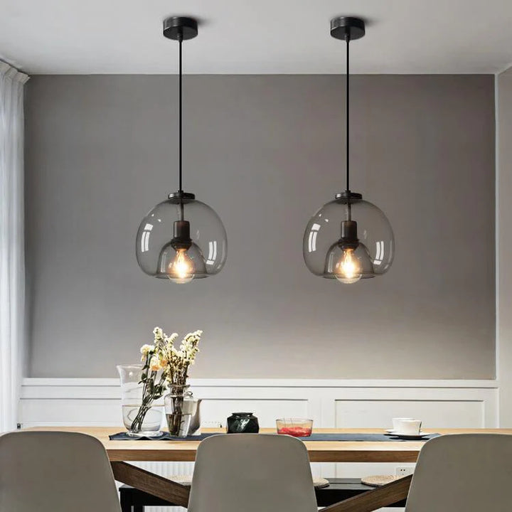 Modern Minimalist Amber-Tinted Pendant Light