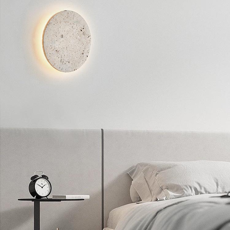 Minimalist Travertine  1-light LED Round Wall Sconce