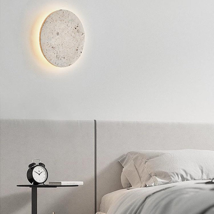 Minimalist Travertine  1-light LED Round Wall Sconce