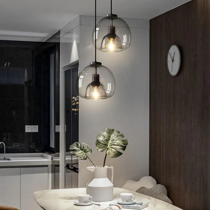 Modern Minimalist Amber-Tinted Pendant Light