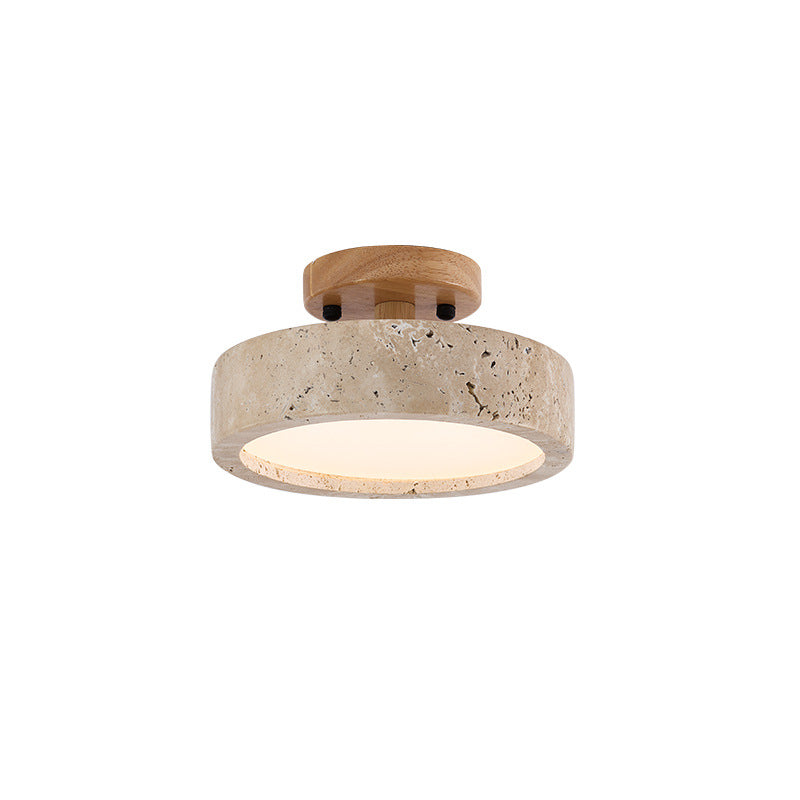Travertine Round Modern Minimalist 1-Light LED Ceiling Light