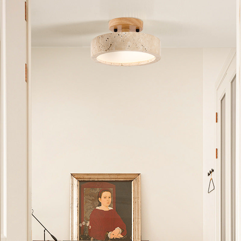Travertine Round Modern Minimalist 1-Light LED Ceiling Light