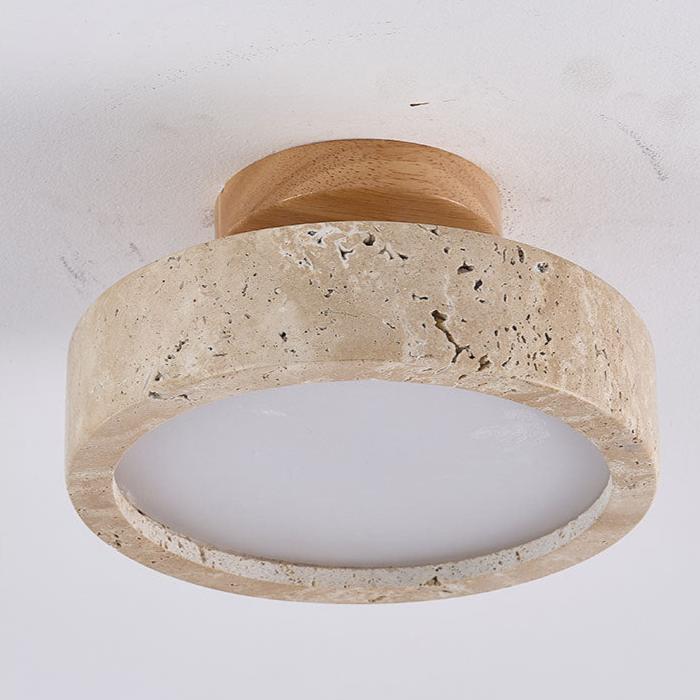 Travertine Round Modern Minimalist 1-Light LED Ceiling Light