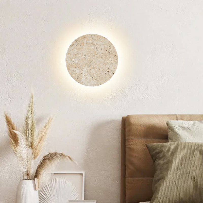 Minimalist Travertine  1-light LED Round Wall Sconce