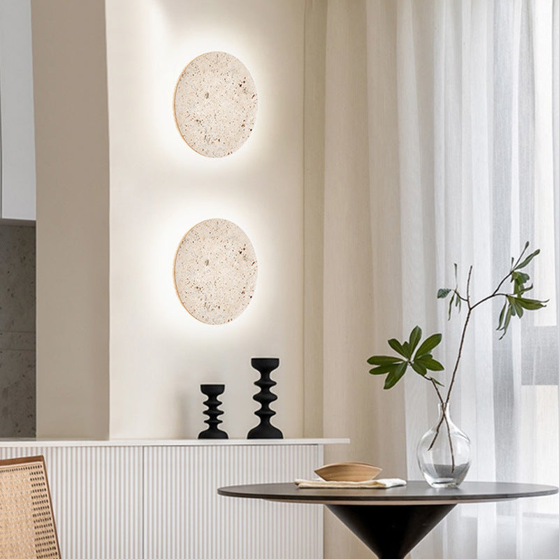 Minimalist Travertine  1-light LED Round Wall Sconce