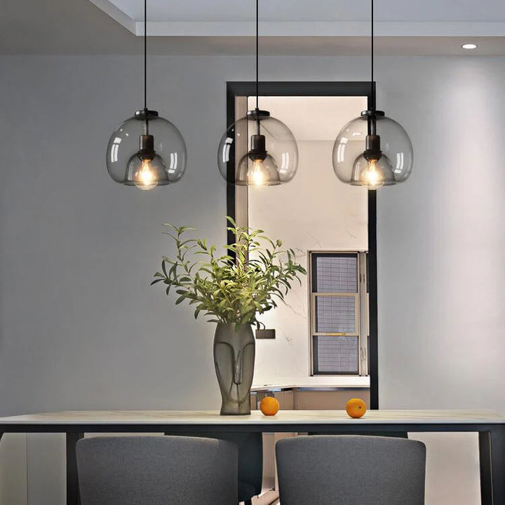 Modern Minimalist Amber-Tinted Pendant Light