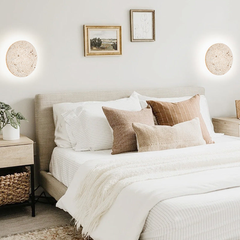 Minimalist Travertine  1-light LED Round Wall Sconce