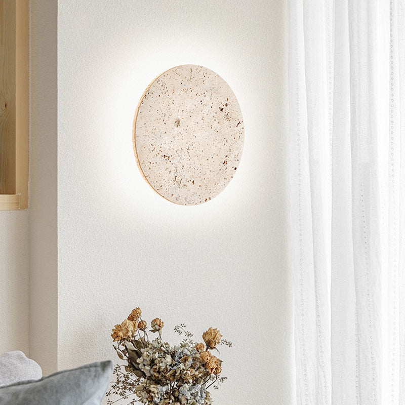Minimalist Travertine  1-light LED Round Wall Sconce