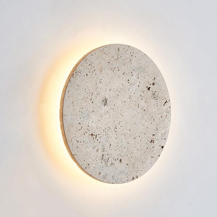 Minimalist Travertine  1-light LED Round Wall Sconce