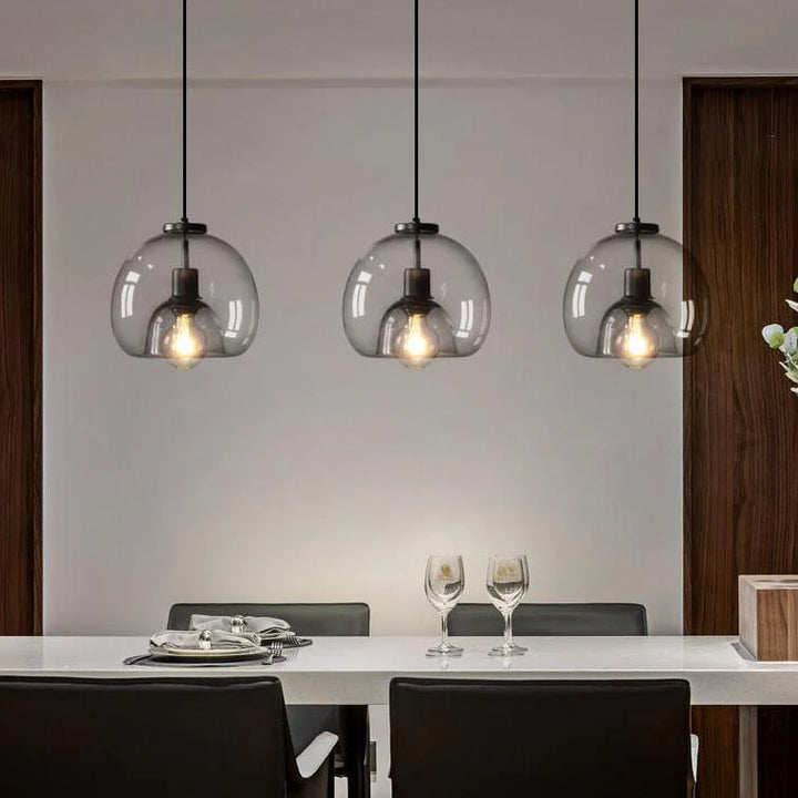 Modern Minimalist Amber-Tinted Pendant Light
