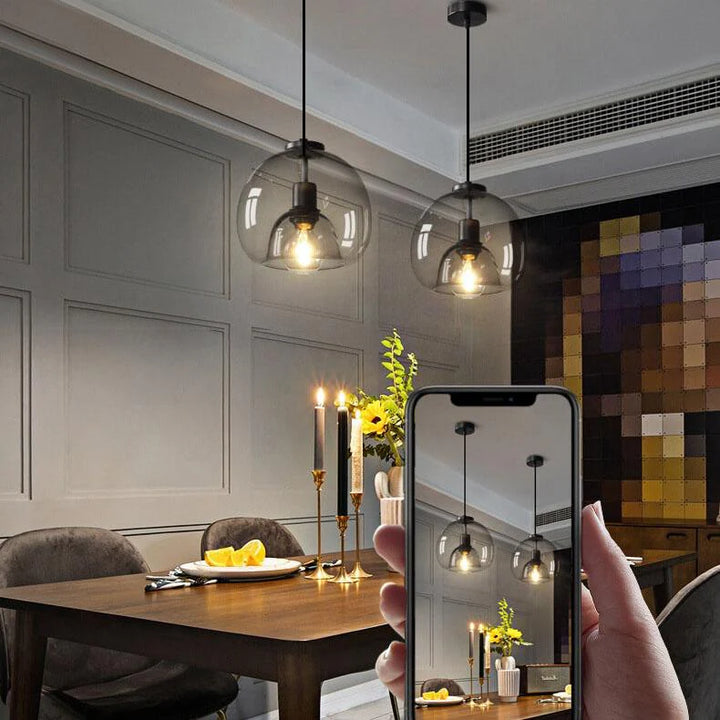 Modern Minimalist Amber-Tinted Pendant Light