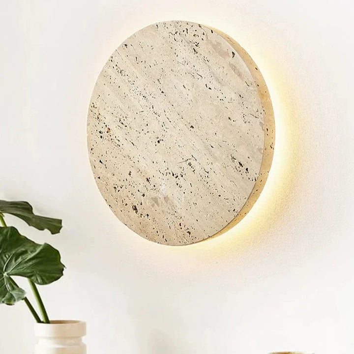 Minimalist Travertine  1-light LED Round Wall Sconce