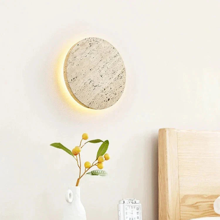 Minimalist Travertine  1-light LED Round Wall Sconce