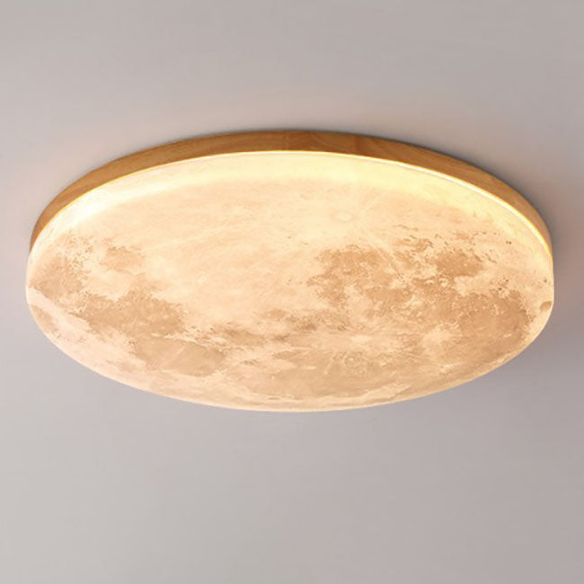 Round Nordic Wood & PVC LED Flush Mount Ceiling Light