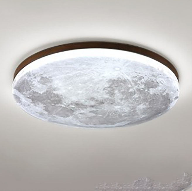Round Nordic Wood & PVC LED Flush Mount Ceiling Light