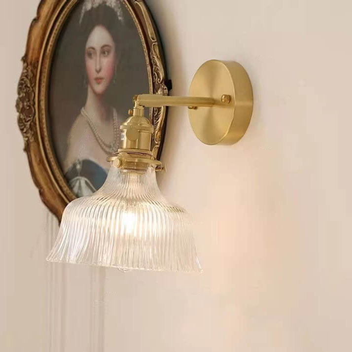 Nordic Flower Brass & Green Glass Wall Light