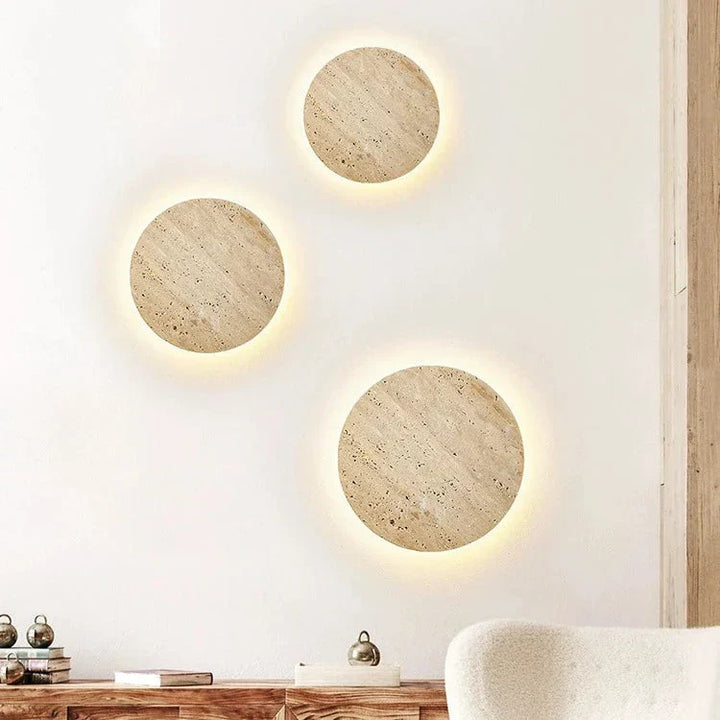 Minimalist Travertine  1-light LED Round Wall Sconce