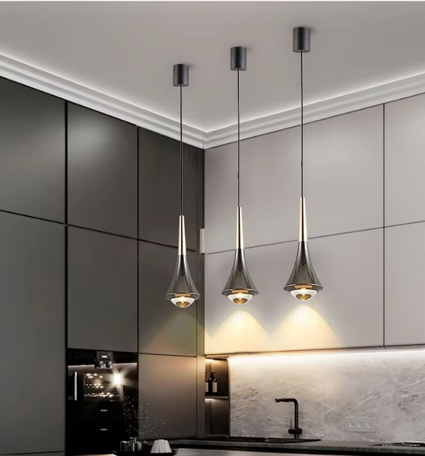 Teardrop 1-Light LED Modern Glass Pendant Light