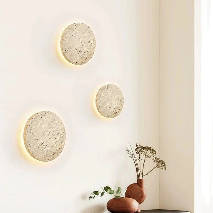 Minimalist Travertine  1-light LED Round Wall Sconce