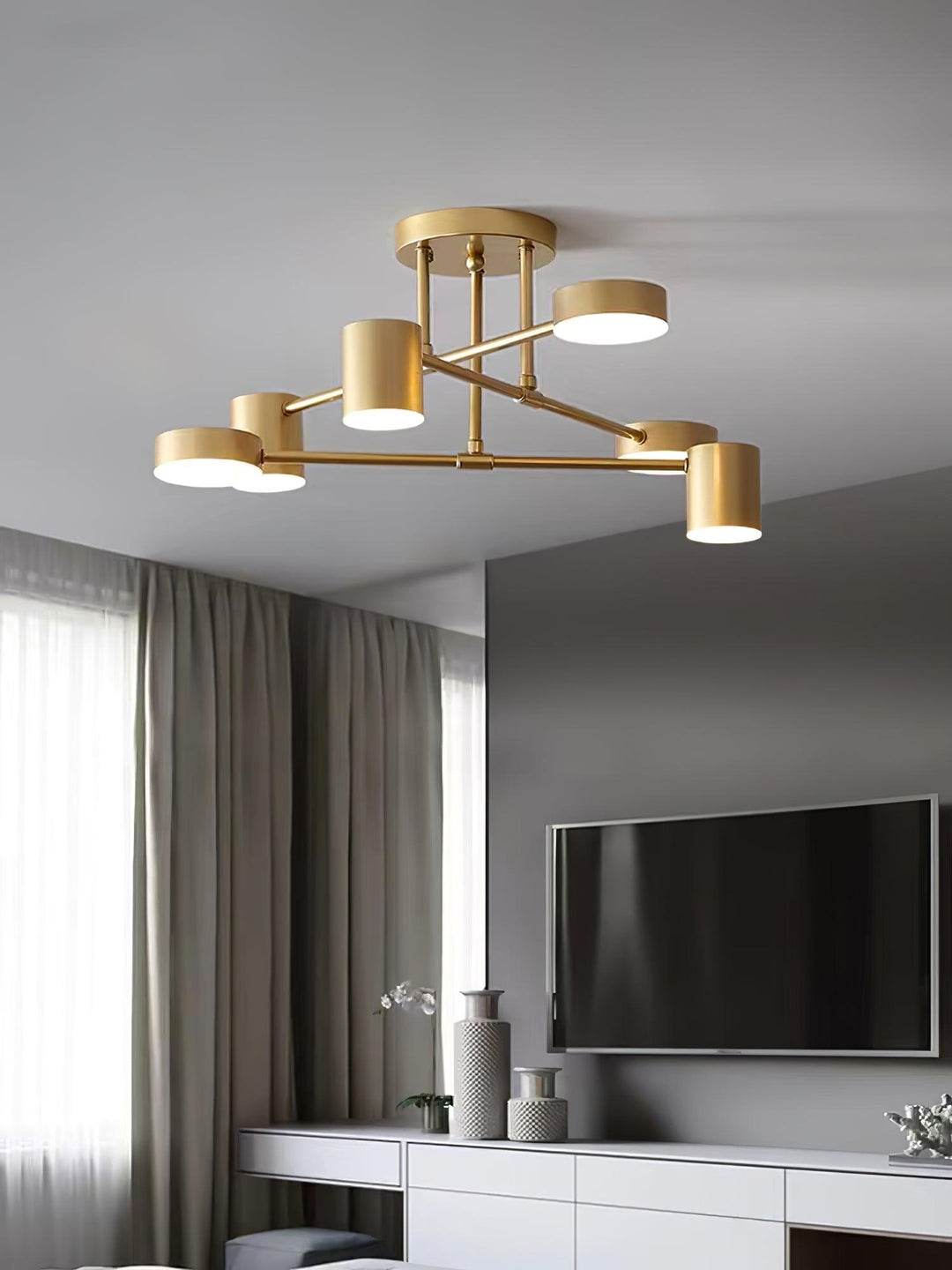 Sputnik Modern Brass Globe LED Ceiling Light