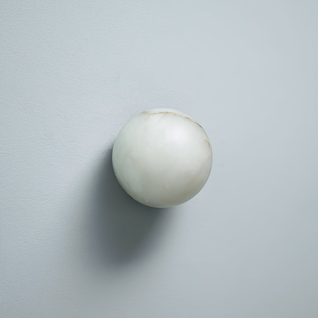 Japandi Marble LED Orb Wall Sconce