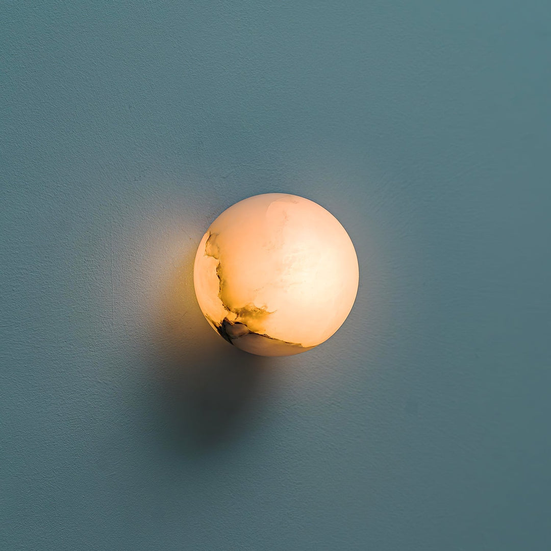 Japandi Marble LED Orb Wall Sconce